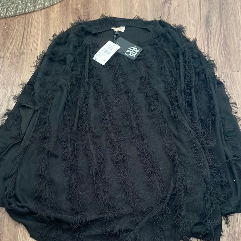 Chaser Fringed Boho Knit Poncho Top / Cardigan Women'sn Size M/L NWT